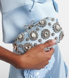 Self-Portrait Crystal-embellished satin clutch