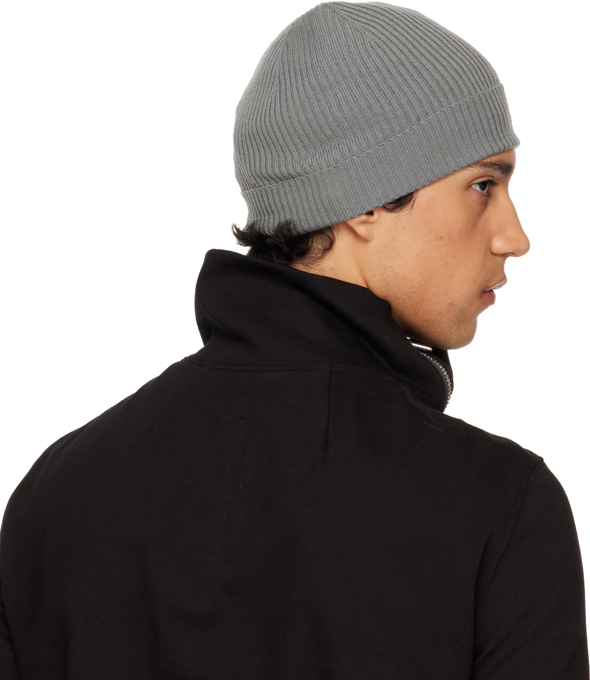 Rick Owens Gray Temple Ribbed Beanie