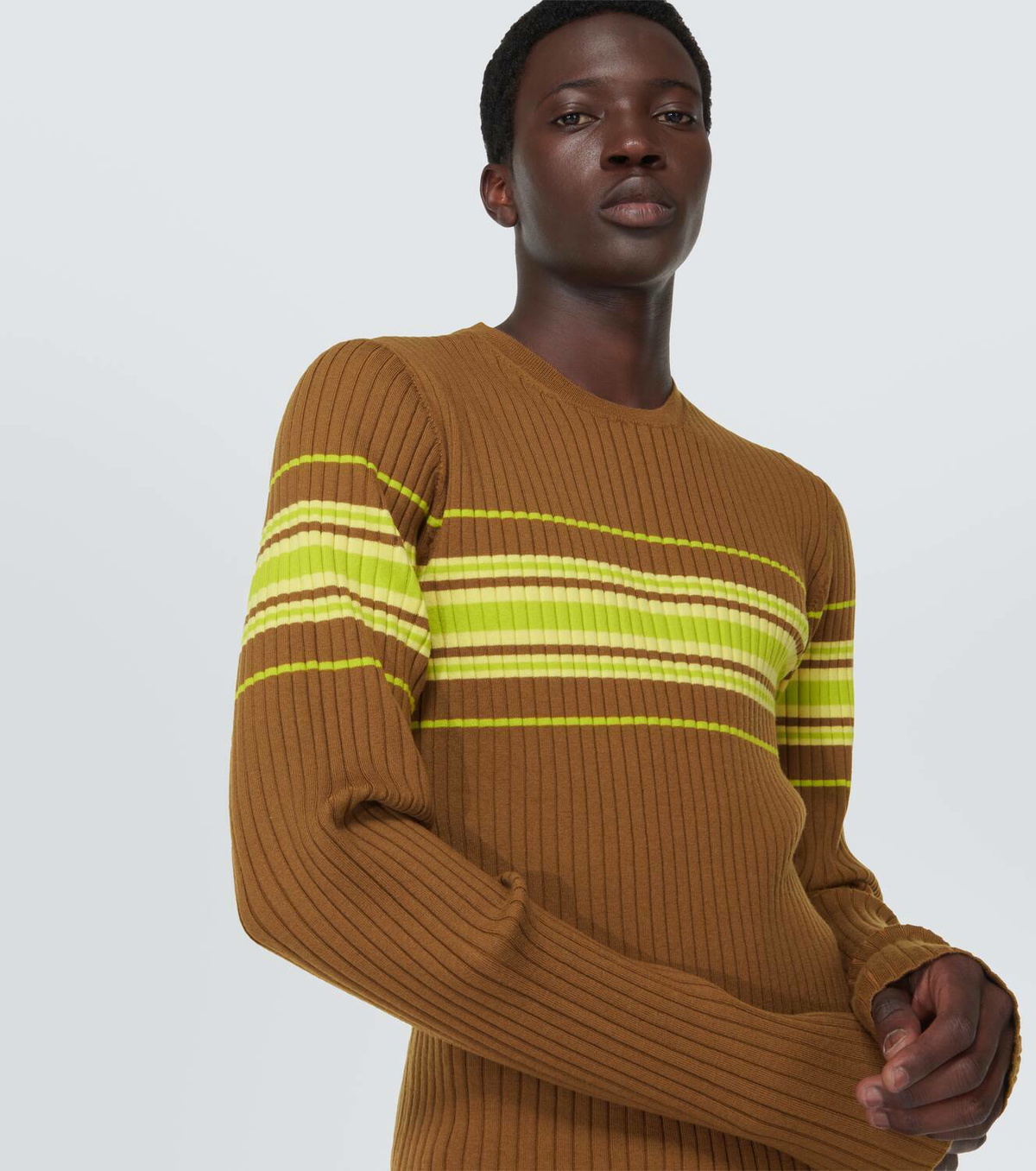 Wales Bonner Show striped ribbed-knit wool-blend top