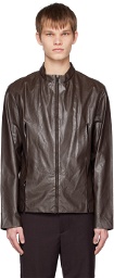 TheOpen Product SSENSE Exclusive Brown Slit Faux-Leather Jacket