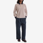 DUNST Women's Unisex Leather Logo Wide Sweat Pants in French Navy