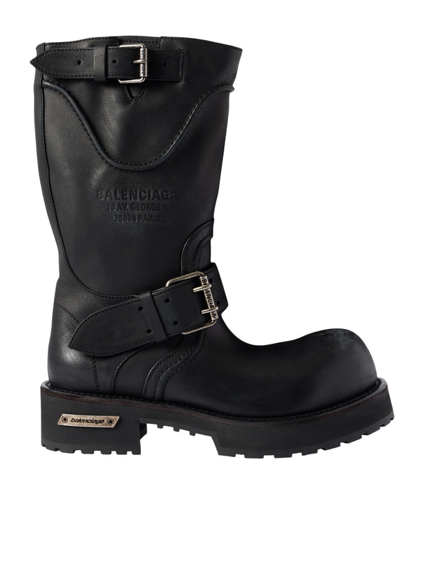 Photo: Balenciaga - Venom Logo-Debossed Distressed Leather Boots - Black