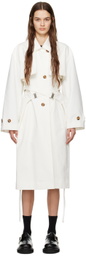 J KOO White Cross Belted Trench Coat