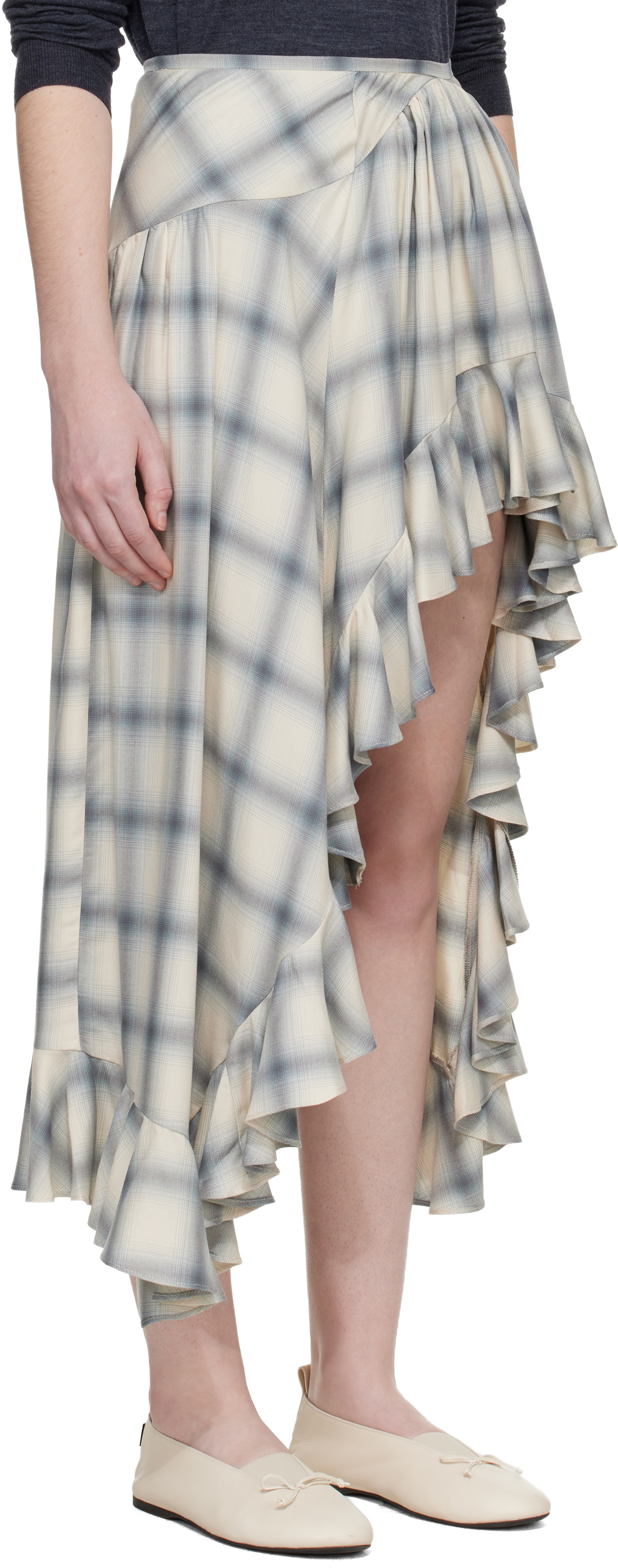 Collina Strada Off White Florist Midi Skirt