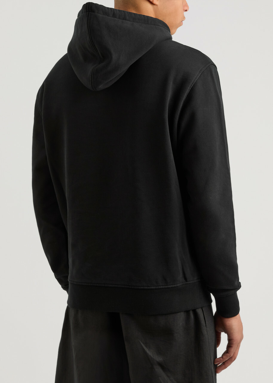 Ami Paris Logo Hooded Stretch-cotton Sweatshirt Black
