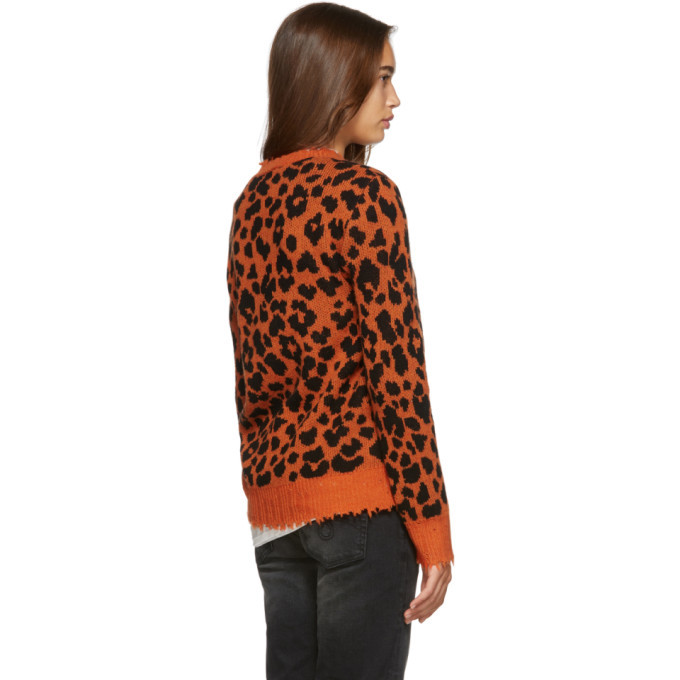 R13 Orange Leopard Cashmere Sweater R13