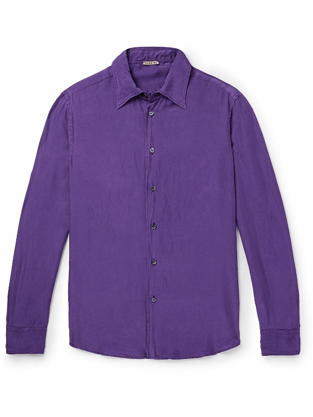 Photo: Barena - Maridola Tentor Cutaway-Collar Garment-Dyed Silk Shirt - Purple