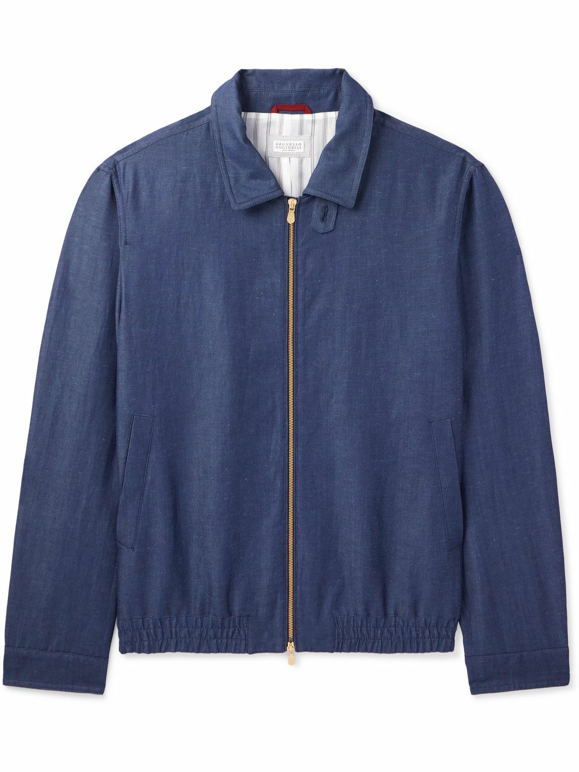 Brunello Cucinelli - Wool and Linen-Blend Bomber Jacket - Blue
