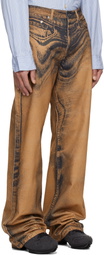CAMPERLAB Brown Distorted Print Jeans