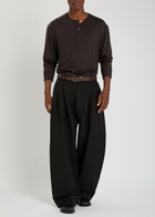Studio Nicholson Wool-jersey Henley T-shirt Purple Dark