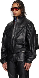 Martine Rose Black Bumbag Leather Jacket