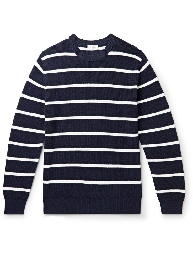 Photo: Altea - Striped Ribbed Virgin Wool Sweater - Blue