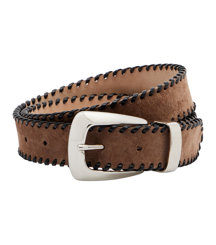 Photo: Khaite Benny leather-trimmed suede belt