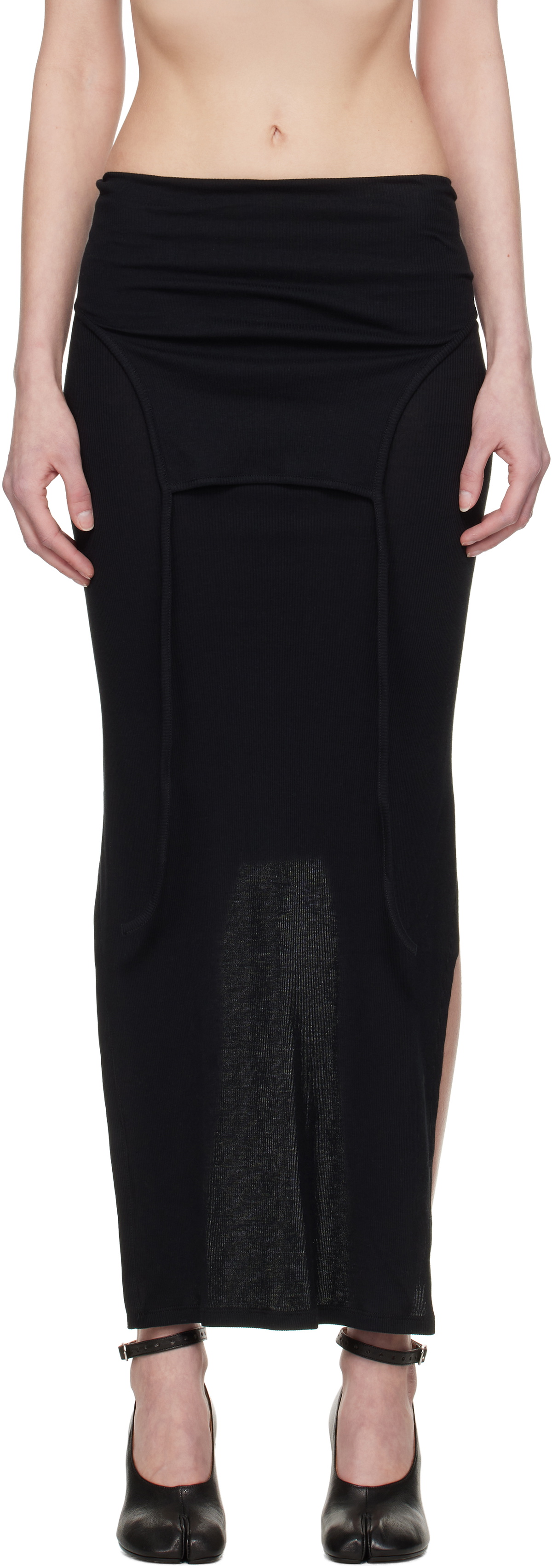 Eckhaus Latta Black Flip Midi Skirt
