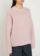 Ganni Textured Wool-blend Jumper Light Pink