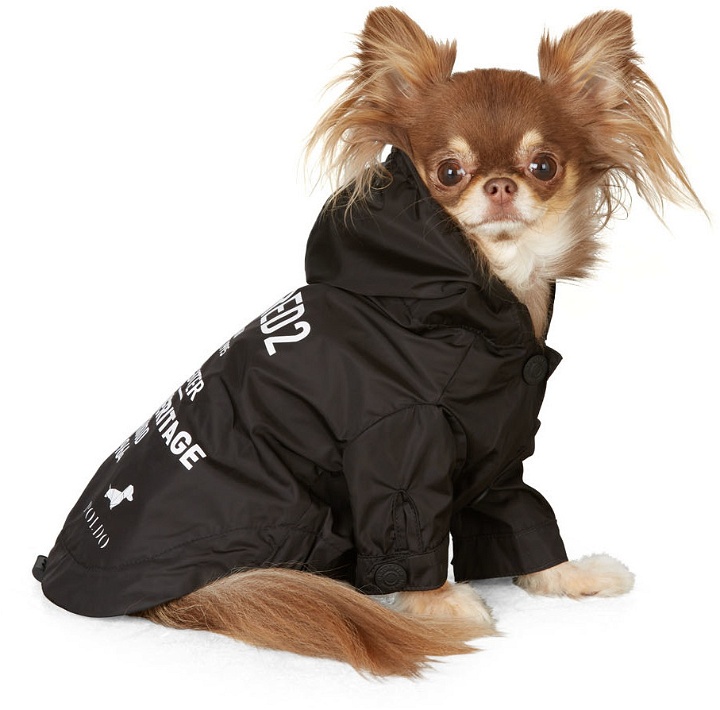 Photo: Dsquared2 Black Poldo Dog Couture Edition Hooded Raincoat