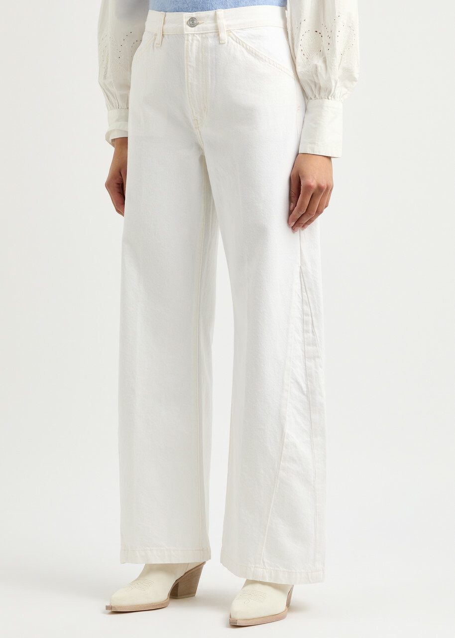 Frame Le Baggy Palazzo Wide-leg Jeans White