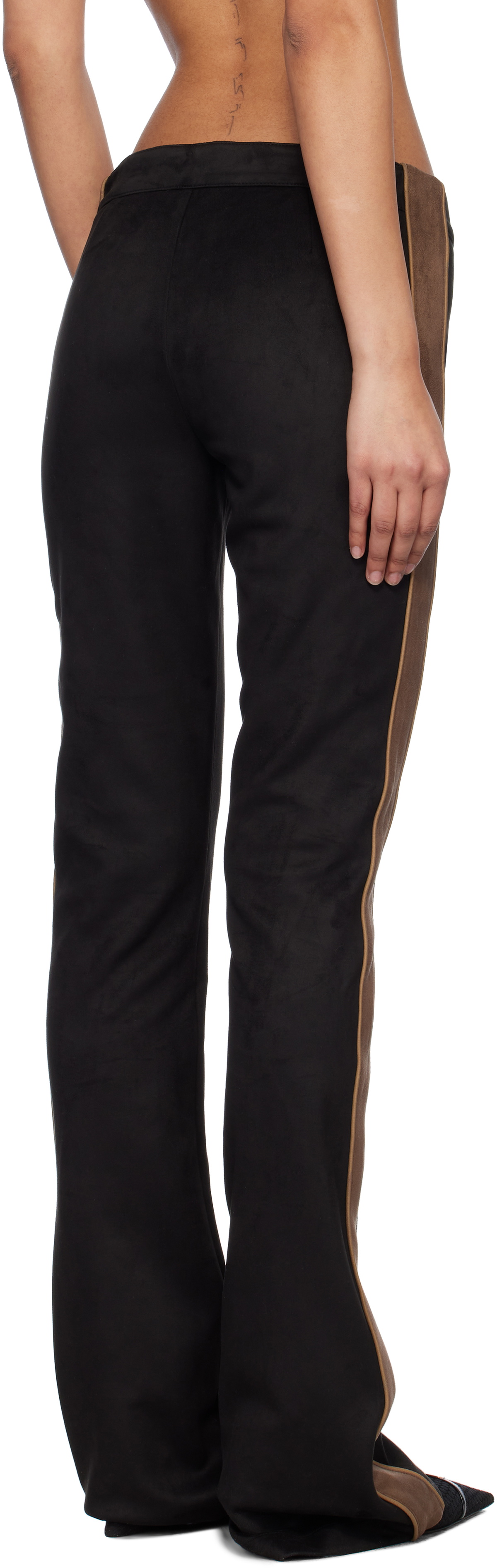 MISBHV Black Moto Faux-Suede Trousers