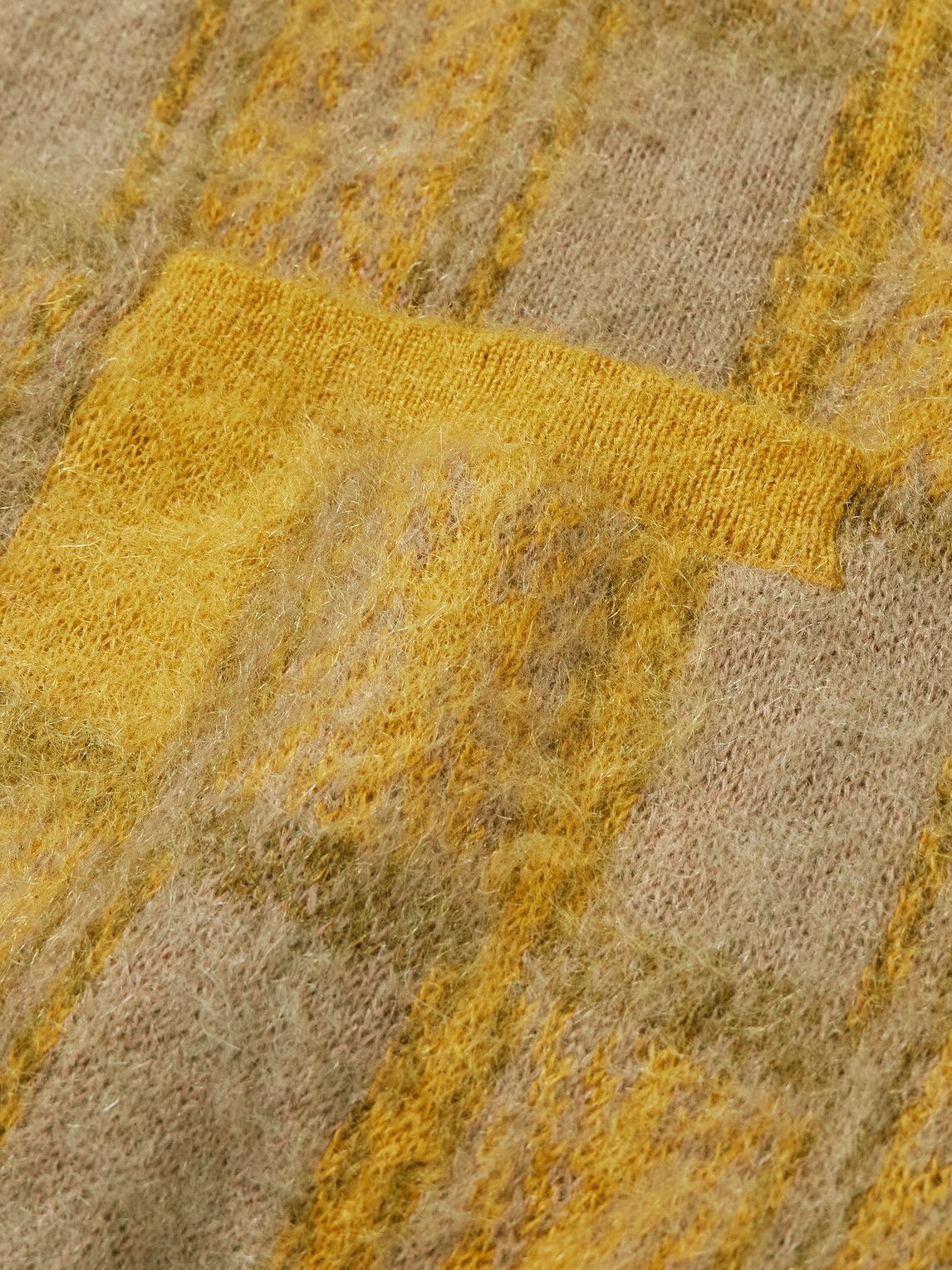 Beams Plus - Brushed Checked Jacquard Cardigan - Yellow