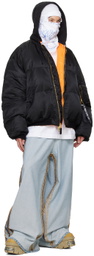 VETEMENTS Black Quilted Hooded Bomber Jacket