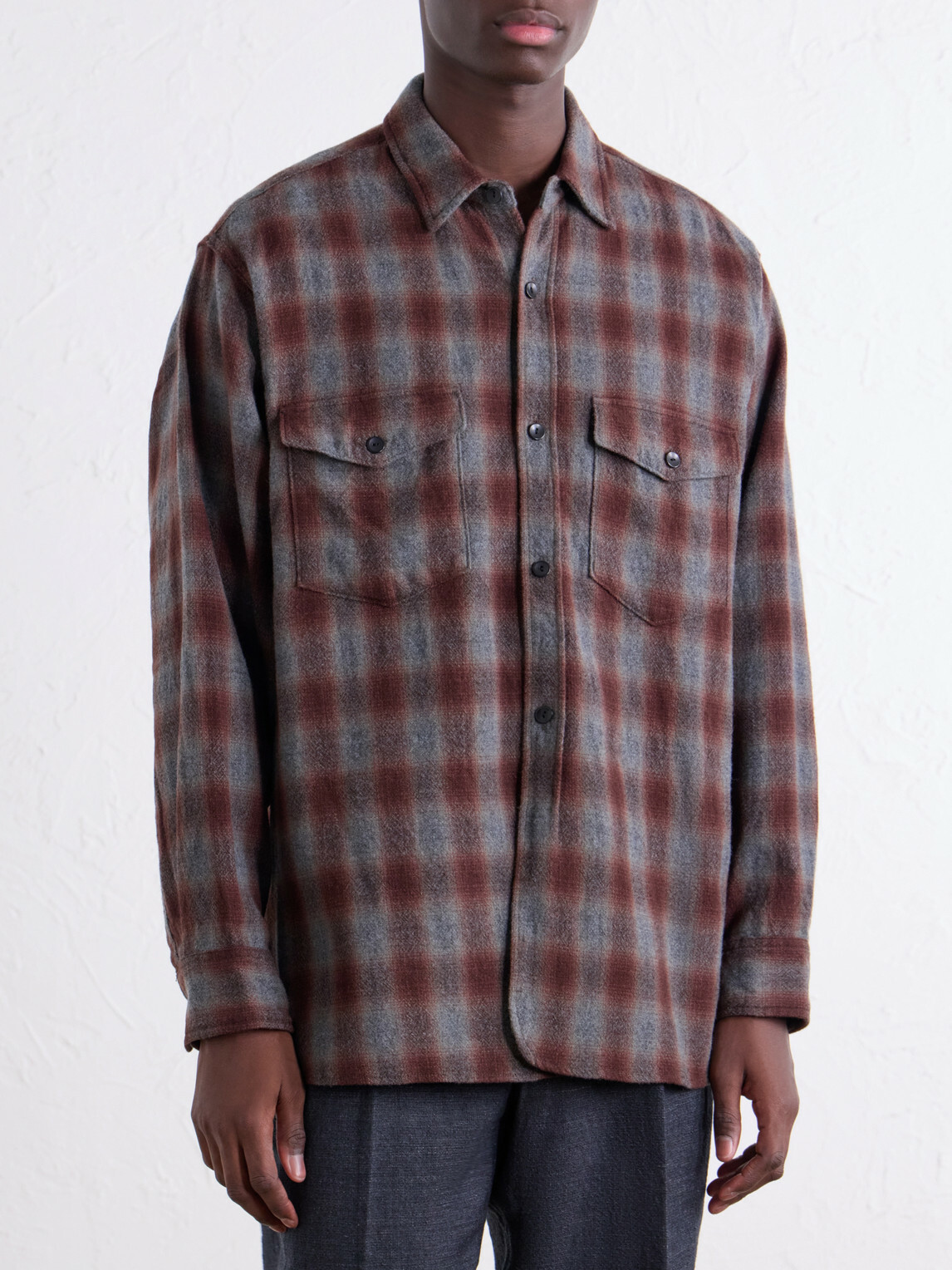 Kaptain Sunshine - Checked Wool and Alpaca-Blend Shirt - Red