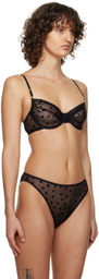 Le Petit Trou Black Flocked Bra
