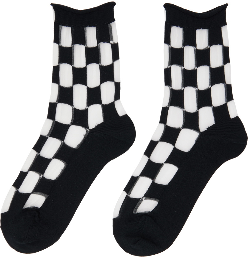 Y's Black Plaid Socks