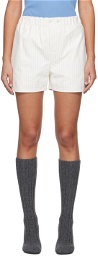 Bottega Veneta White Striped Leather Shorts
