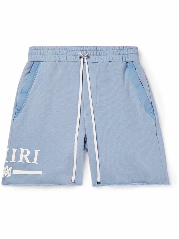 Photo: AMIRI - Straight-Leg Cotton-Jersey Drawstring Shorts - Blue