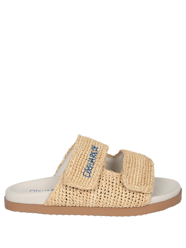 Photo: Dsquared2 Raphia Logo Nude Slides Sandals