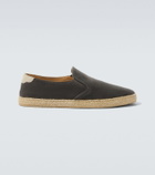 Brunello Cucinelli Jute-trimmed suede slip-on shoes