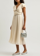 white christmas dresses Cream Tailored Bouclé And Chiffon Midi Dress – self-portrait-US