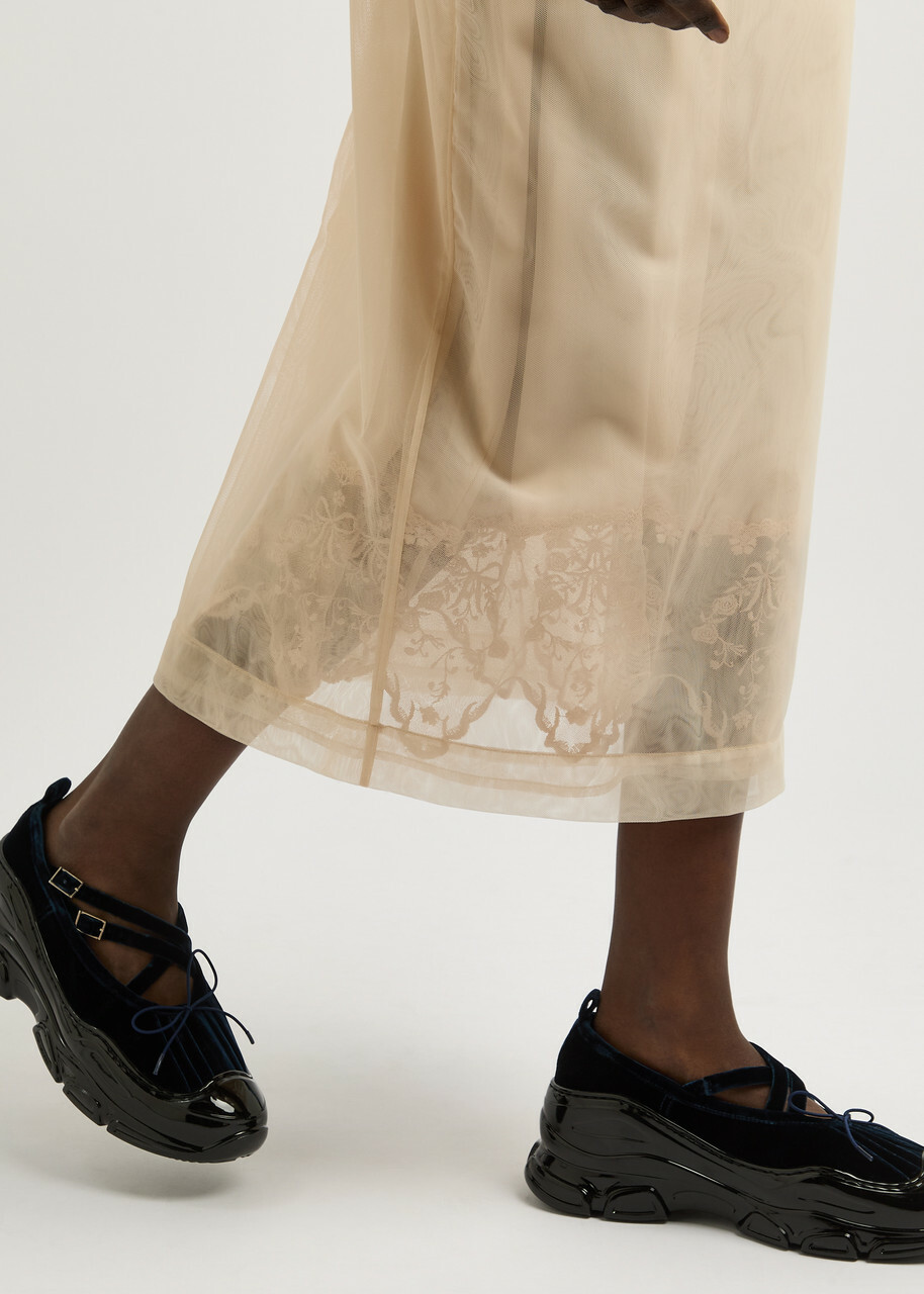Simone Rocha Sheer Tulle Midi Skirt Nude Simone Rocha