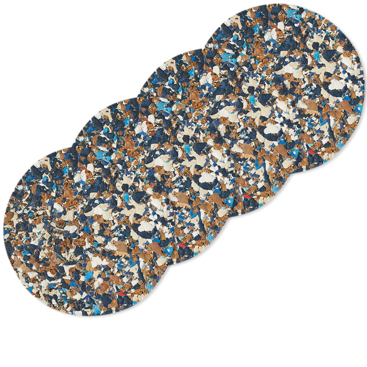 Photo: Yod and Co Speckled Cork Round Coasters - Set of 4 in Blue