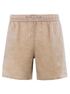 MC2 Saint Barth Man Mid-length Beige Linen Swim-shorts Gustavia