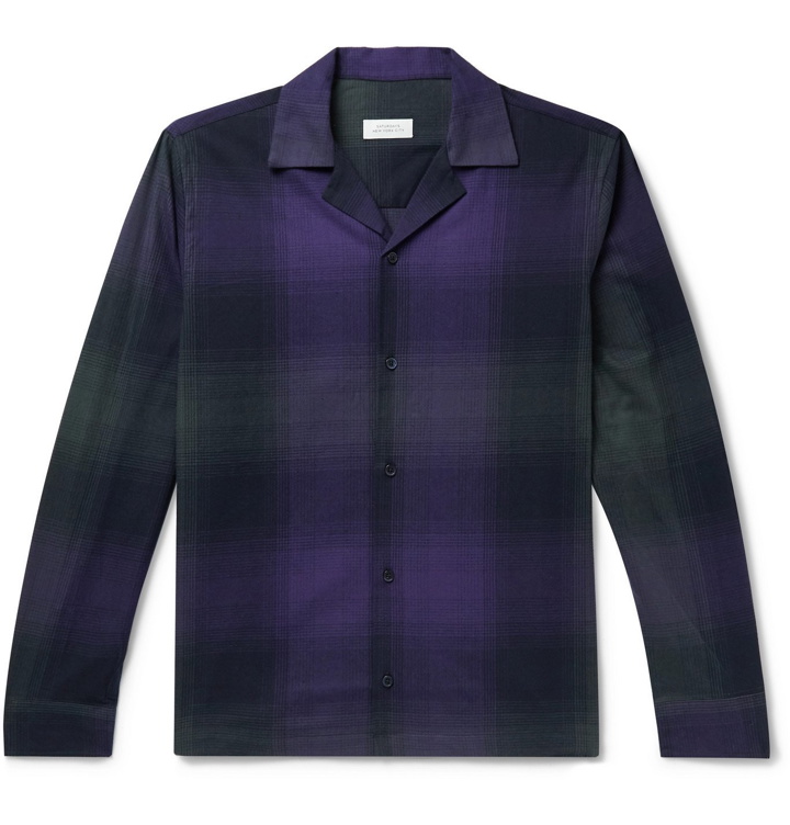 Photo: Saturdays NYC - Marco Camp-Collar Checked Cotton-Flannel Shirt - Purple