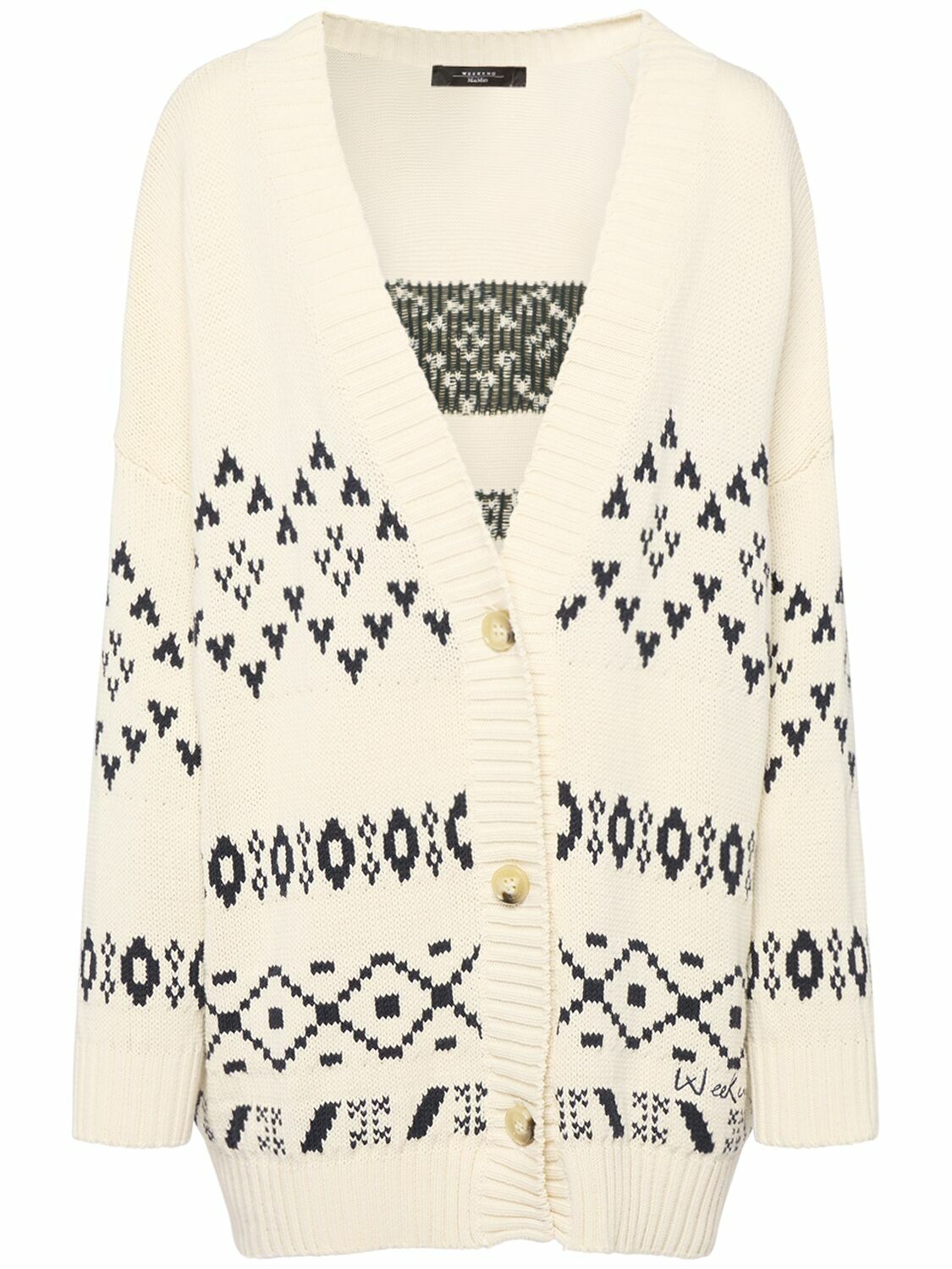 WEEKEND MAX MARA Acacia Embroidered Cotton Blend Cardigan WEEKEND MAX MARA Acacia Embroidered Cotton Blend Cardigan