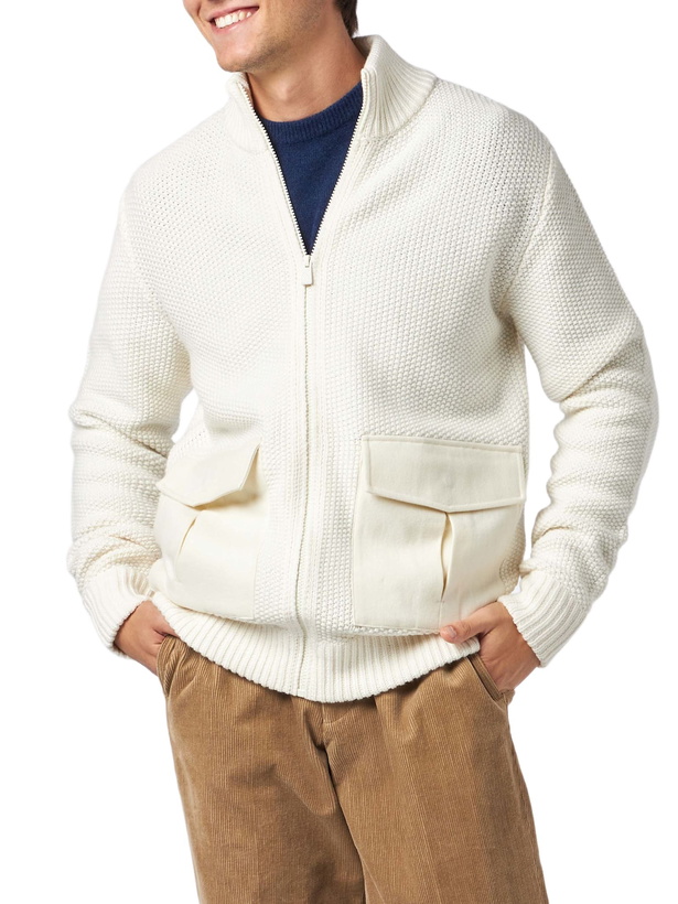 Photo: MC2 Saint Barth Man Knitted Bomber With Felt Pockets