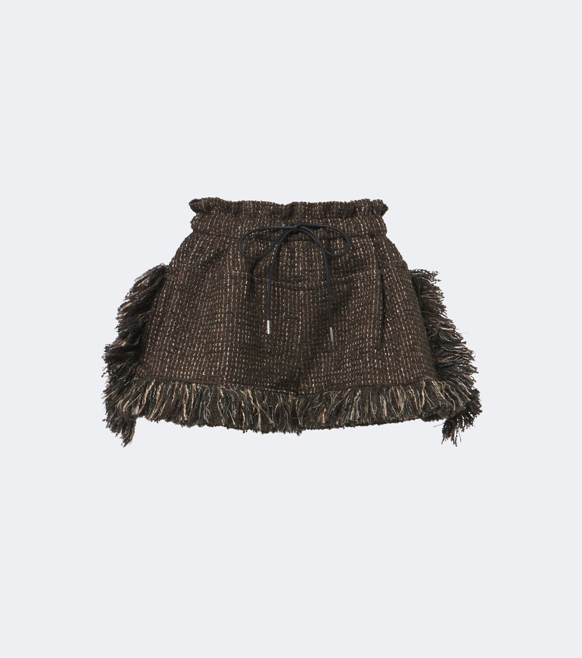 Sacai Fringed wool-blend tweed shorts