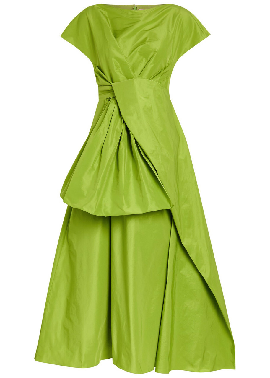 Roksanda Nila Twisted Taffeta Midi Dress Lime