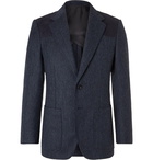 Kingsman - Slim-Fit Faux Suede-Trimmed Herringbone Wool Blazer - Blue