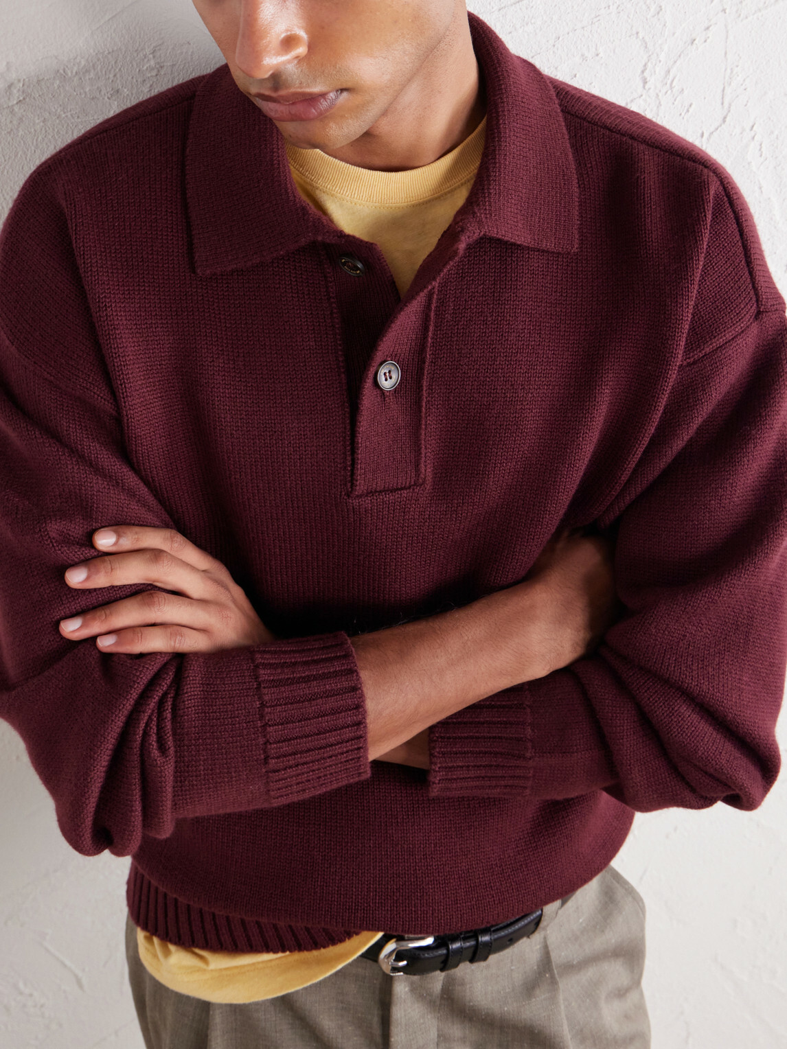 Aimé Leon Dore - Merino Wool Polo Sweater - Burgundy
