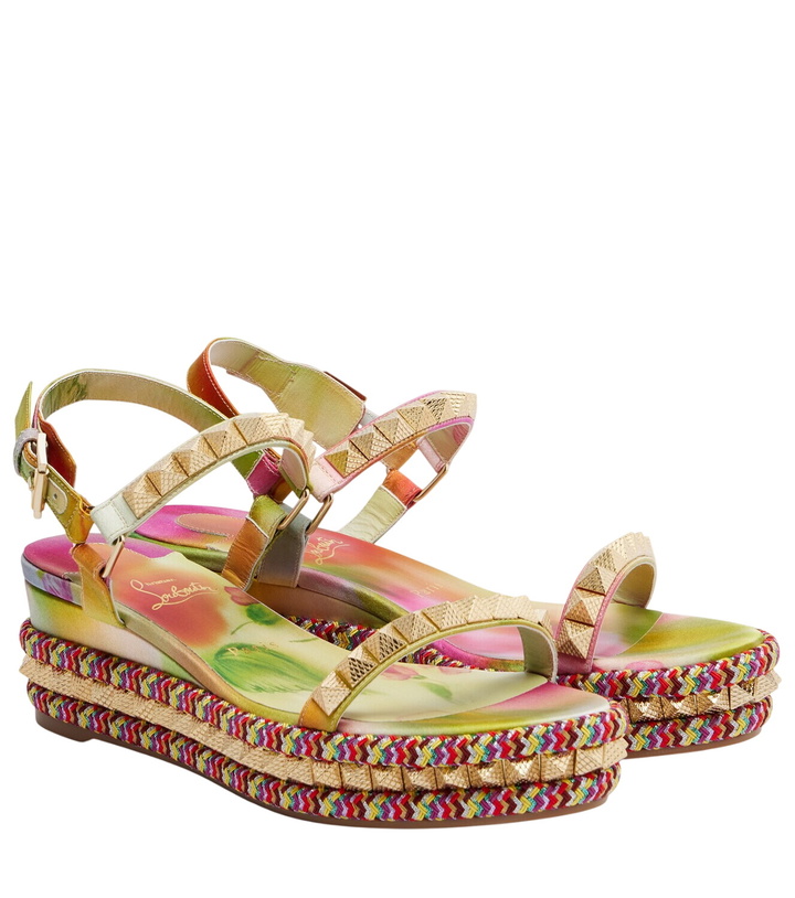 Photo: Christian Louboutin Pyra Clou studded floral espadrille wedges