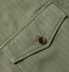 Mr P. - Garment-Dyed Herringbone Cotton and Linen-Blend Overshirt - Green