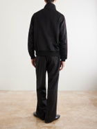 SAINT LAURENT - Logo-Detailed Striped Stretch-Jersey Zip-Up Sweatshirt - Black