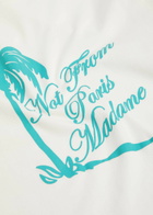 DRÔLE DE Monsieur Slogan Palmiers Printed Cotton T-shirt Off White