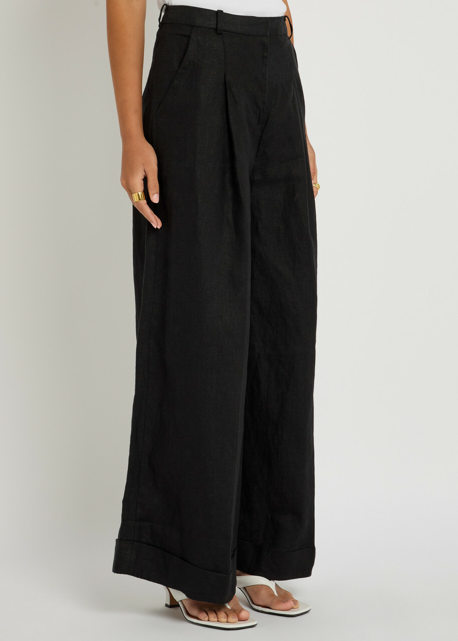 Faithfull The Brand Clove Wide-leg Linen Trousers Black