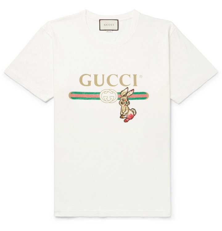 Photo: Gucci - Embellished Printed Cotton-Jersey T-Shirt - Men - Cream
