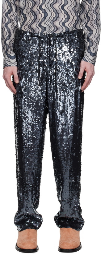 Photo: Dries Van Noten Blue Embellished Trousers