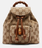 Gucci Bamboo Medium leather-trimmed canvas backpack